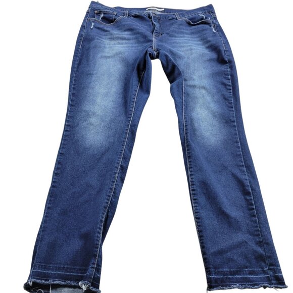 Levis 311 Shaping Skinny Jeans Womens 20W Stretch Dark Wash Raw Hem Distressed - Picture 1 of 8